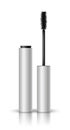 Vector realistic blank glossy mascara open and closed with black brush, shadow and reflection on white background