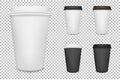 Vector realistic blank paper coffee cup set isolated. Vector EPS10. Royalty Free Stock Photo