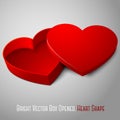 Vector realistic blank red opened heart shape box