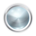 Vector realistic blue glass button with metal frame and reflection of light Royalty Free Stock Photo