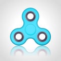 Vector realistic blue turquoise hand fidget spinner toy stress relieving on white background. Anti stress and relaxation Royalty Free Stock Photo