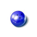 Vector Realistic Bowling Ball, Colorful Blue Object Isolated.