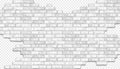 Vector realistic broken white brick wall on transparent background. Holes in flat wall texture. Light textured destroyed Royalty Free Stock Photo