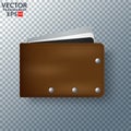 Vector realistic brown leather wallet. Internet wallet icon Royalty Free Stock Photo