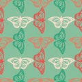 Vector realistic butterfly seamless pattern