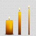 Vector realistic candle icon set isolated on transparent background. Design templates. EPS10. Royalty Free Stock Photo