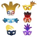 Vector realistic carnival or masquerade mask icon set