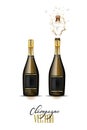 Vector realistic champagne explosion Royalty Free Stock Photo