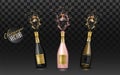 Vector realistic champagne explosion set