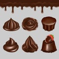 Vector realistic chocolate dessert icon set