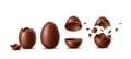 Vector realistic chocolate eggs set easter symbol