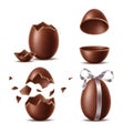 Vector realistic chocolate eggs set easter symbol
