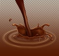 Vector realistic chocolate splash, liquid whirl Royalty Free Stock Photo