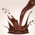 Vector realistic chocolate splash, liquid whirl Royalty Free Stock Photo