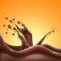 Vector realistic chocolate splash, liquid whirl Royalty Free Stock Photo