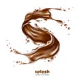 Vector realistic chocolate splash, liquid whirl Royalty Free Stock Photo