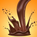 Vector realistic chocolate splash, liquid whirl Royalty Free Stock Photo