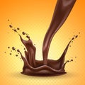 Vector realistic chocolate splash, liquid whirl Royalty Free Stock Photo