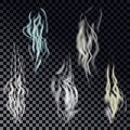 Vector realistic cigarette smoke waves. Royalty Free Stock Photo