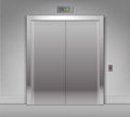 Vector Realistic Closed Metal Office Building Elevator Doors Isolated on Background