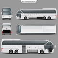 Vector realistic coach bus mockup back, top view Royalty Free Stock Photo