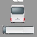 Vector realistic coach bus mockup back, top view Royalty Free Stock Photo
