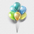 Realistic collection of balloons on transparent background. Party decoration for festival, birthday, anniversary, baby shower or Royalty Free Stock Photo