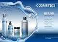 Vector Realistic Cosmetics set collection packages. Bottles for beauty products with logo label design. Hydrating Skin