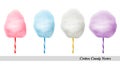 Vector realistic cotton candies on colourful confectionery candyfloss sticks. Royalty Free Stock Photo