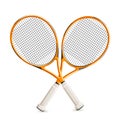 Vector realistic crossed tennis rackets 3d icon