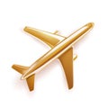 Vector realistic 3d airplane golden glossy render