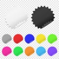 Vector Realistic 3d Circle Adhesive Colored Blank Paper Sticker Icon Set Closeup Isolated on Transparent Background Royalty Free Stock Photo