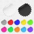 Vector Realistic 3d Circle Adhesive Colored Blank Paper Sticker Icon Set Closeup Isolated on Transparent Background Royalty Free Stock Photo