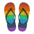 Vector Realistic 3d Colors of Rainbow Flip Flop Set Closeup Isolated on White Background. Design Template of Summer Royalty Free Stock Photo