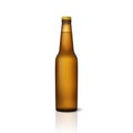 Vector realistic 3d empty glossy brown beer bottle with cap icon closeup isolated on white background. Design template Royalty Free Stock Photo