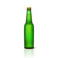 Vector realistic 3d empty glossy green beer bottle with cap icon closeup isolated on white background. Design template Royalty Free Stock Photo
