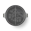 Vector realistic 3d illustration of barbecue grill, isolated on white background. BBQ top view icon