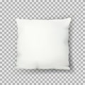 Vector realistic 3d illustration of white square sleeping pillow. Cotton cushion top view icon. Mock up design template.