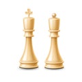 Vector realistic 3d king, queen chess pieces white