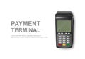 Vector Realistic 3d Payment Machine. POS Terminal Closeup Isolated on White Background. Design Template of Bank Payment