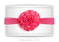 Vector realistic 3d pink silk ribbon with bow isolated