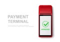 Vector Realistic 3d Red Touch Mobile Payment Machine. POS Terminal Closeup Isolated on White. Design Template of Bank
