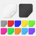 Vector Realistic 3d Square Adhesive Colored Blank Paper Sticker Icon Set Closeup Isolated on Transparent Background Royalty Free Stock Photo