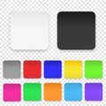 Vector Realistic 3d Square Adhesive Colored Blank Paper Sticker Icon Set Closeup Isolated on Transparent Background Royalty Free Stock Photo