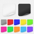 Vector Realistic 3d Square Adhesive Colored Blank Paper Sticker Icon Set Closeup Isolated on Transparent Background Royalty Free Stock Photo