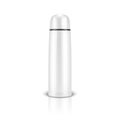 Vector realistic 3d wgite empty glossy metal vacuum thermo tumbler flask closeup isolated on white background. Design