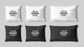 Vector realistic 3d white and black pillow set