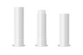 Vector Realistic 3d White Blank Closed, Opened Lip Balm Stick, Hygienic Lipstick Packaging Set Isolated. Design Template