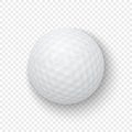 Vector realistic 3d white classic golf ball icon closeup isolated on transparency grid background. Design template for