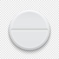 Vector realistic 3d white medical pill icon isolated on transparency grid background. Design template for graphics. Top Royalty Free Stock Photo